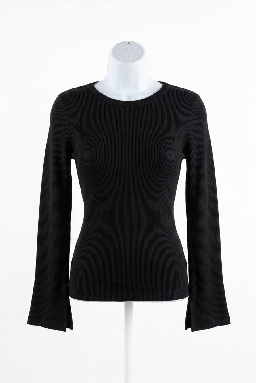 NEW AMPERSAND AVE nightingale ribbed top in black